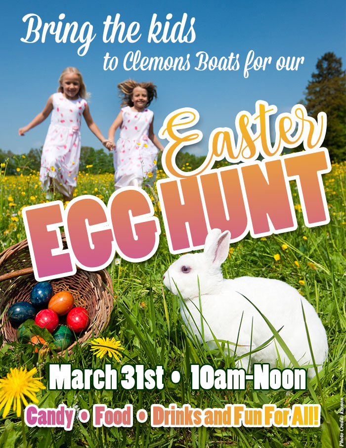Bring the kids to Clemons Boats for our Easter Egg Hunt March 31, 2018 10am-Noon